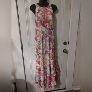 Calvin Klein Collection Floral Maxi Dress - Pink and Blue